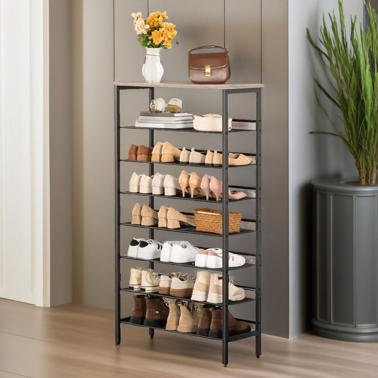 Wood metal store shoe rack